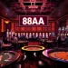 Players enjoying thrilling games at 88AA casino, with vibrant tables and slot machines in action.