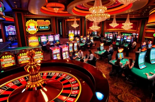 Exciting casino atmosphere at https://78win.school/, showcasing a roulette wheel and vibrant slot machines.