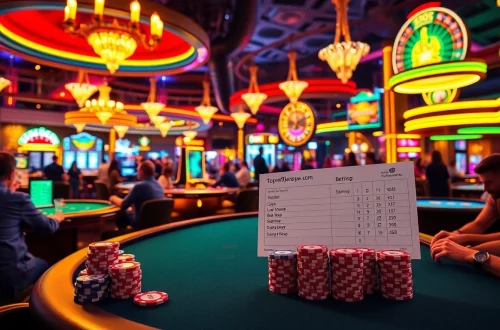 Experience thrilling casino action at topnfljerseyswholesale.com featuring vibrant gaming tables, poker chips, and a roulette wheel in vibrant Las Vegas style.